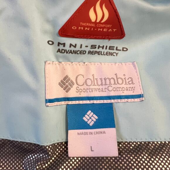 Columbia Vest Womens Large Omni Heat Hooded Down Jacket Light Blue * - Picture 9 of 13